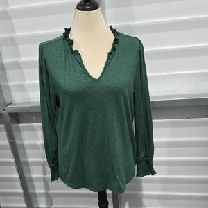 Elegant Green Ruffle Trim‎ Women's Top Size XL